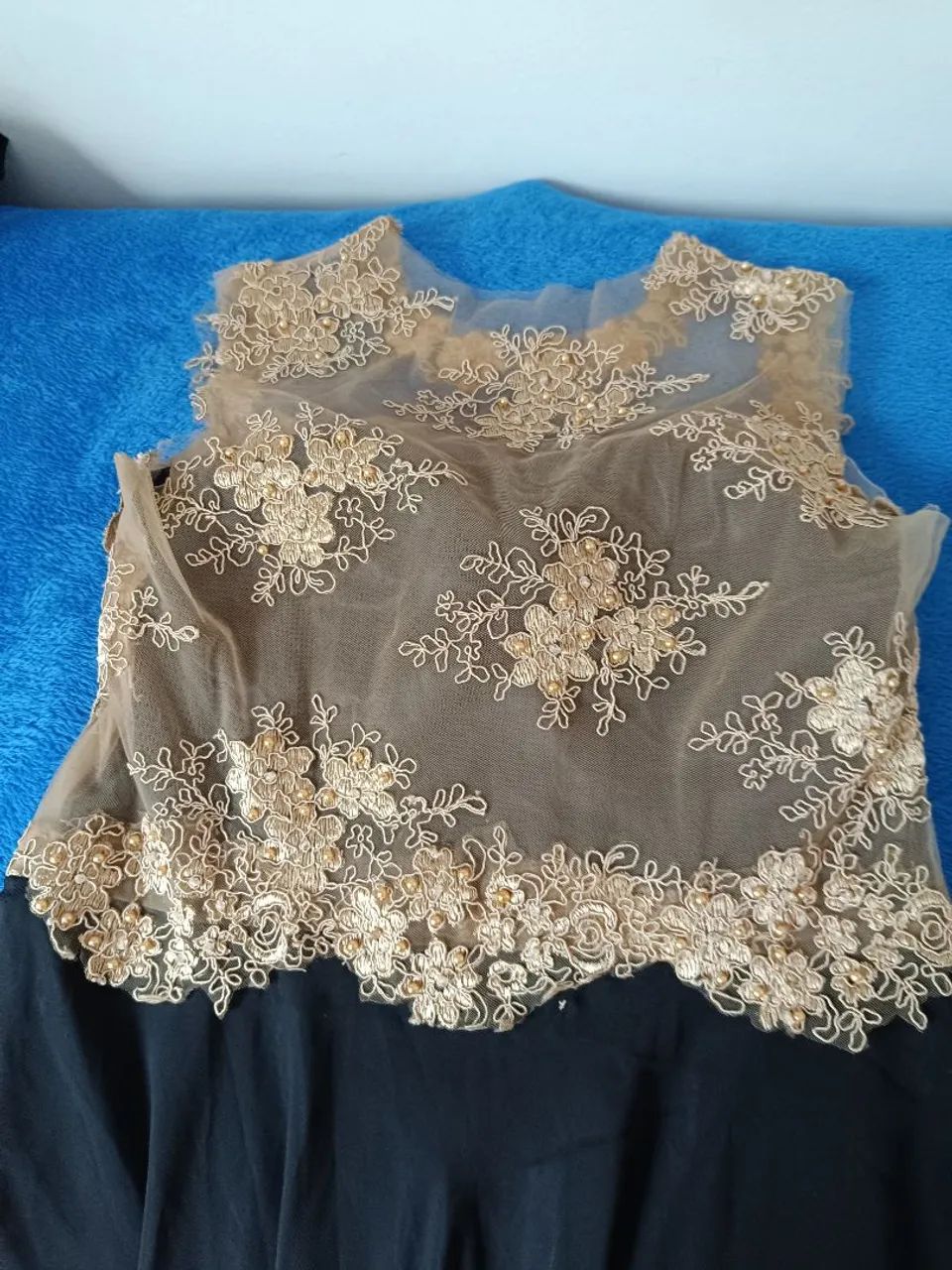 Vestido longo preto c dourado  - Foto 3