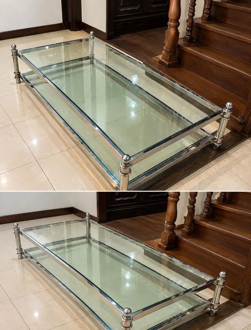 Mesa de centro de vidro com estrutura cromada  - Foto 2