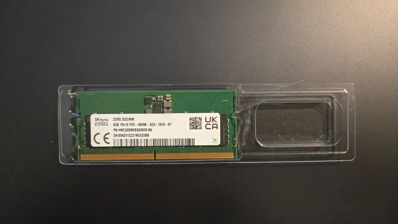 8gb DDR5 para Notebook Nova - SODIMM 4800B - SK HYNIX
