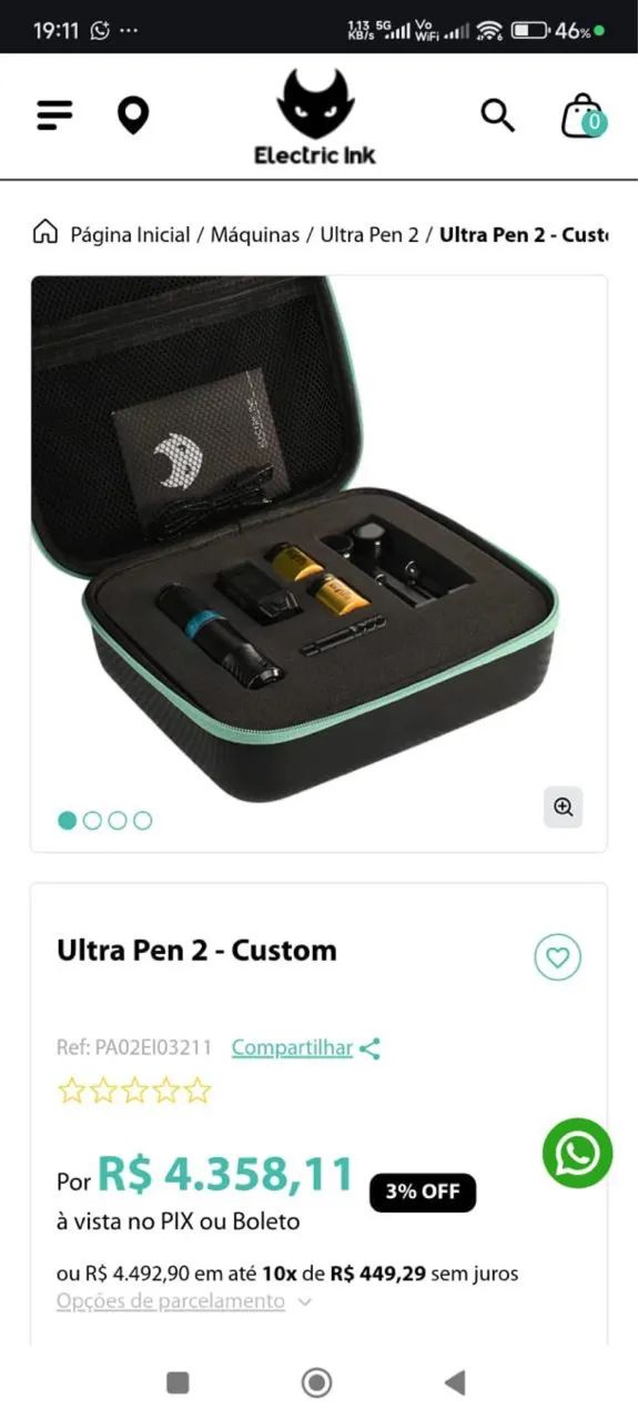 Máquina tatuagem eletroink pen2 ultra444717091364556805