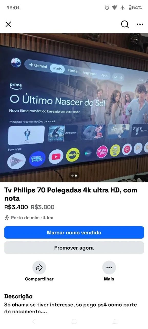 Tv 70 Polegadas Philips com nota fiscal e garantia - Foto 2