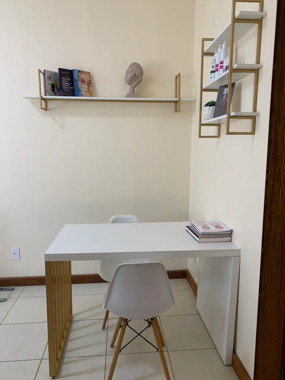 Mesa e prateleiras escritório ou clínica