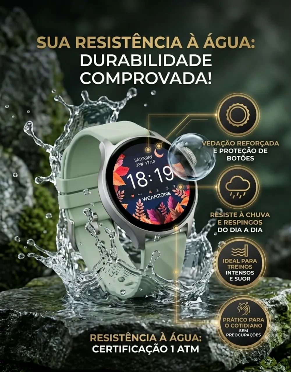 Smartwatch Wearzone Life Amoled 45mm Esportes iOS Android - Foto 4