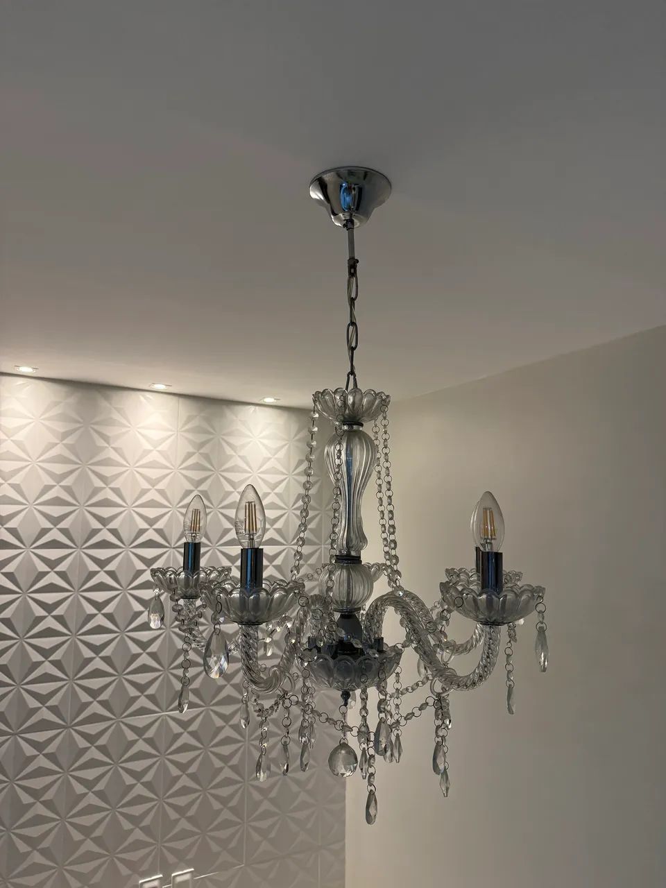 Lustre clássico em cristal 5 lâmpadas  - Foto 2