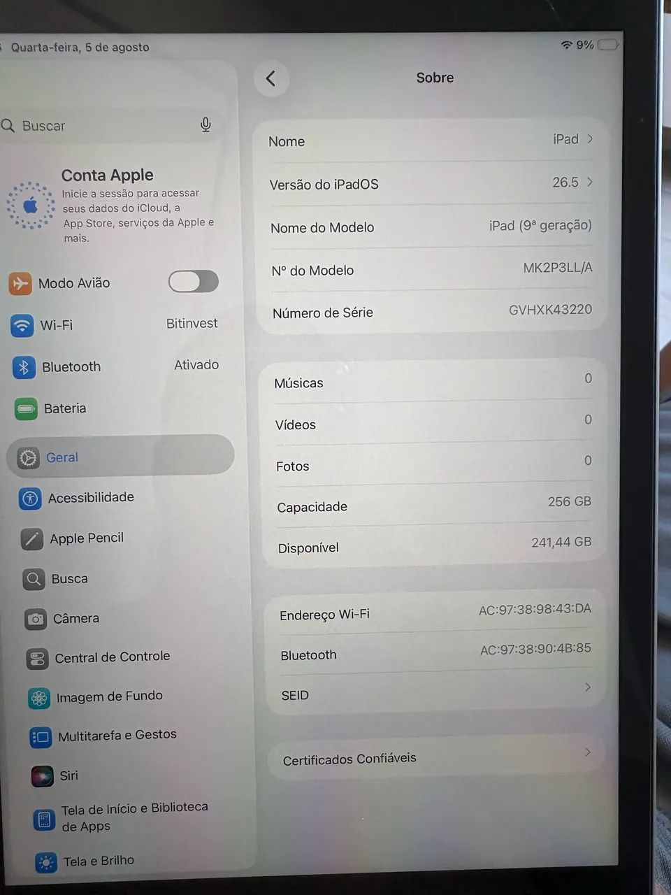 Vendo IPad 9 Geração 256GB Prata - Foto 5
