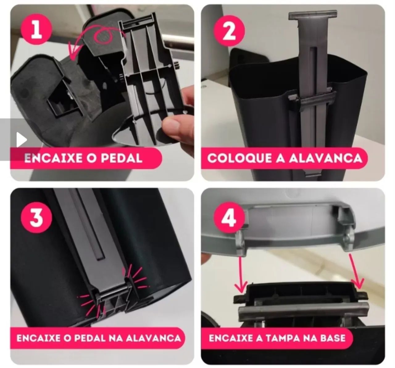 Lixeira preta 7,5 litros com pedal - Foto 3