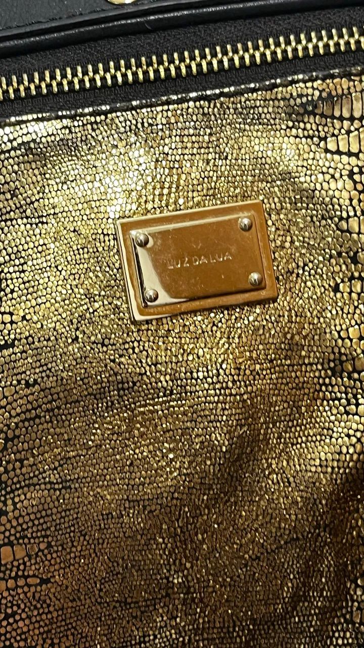 Bolsa Luz da Lua dourada em couro - Foto 2
