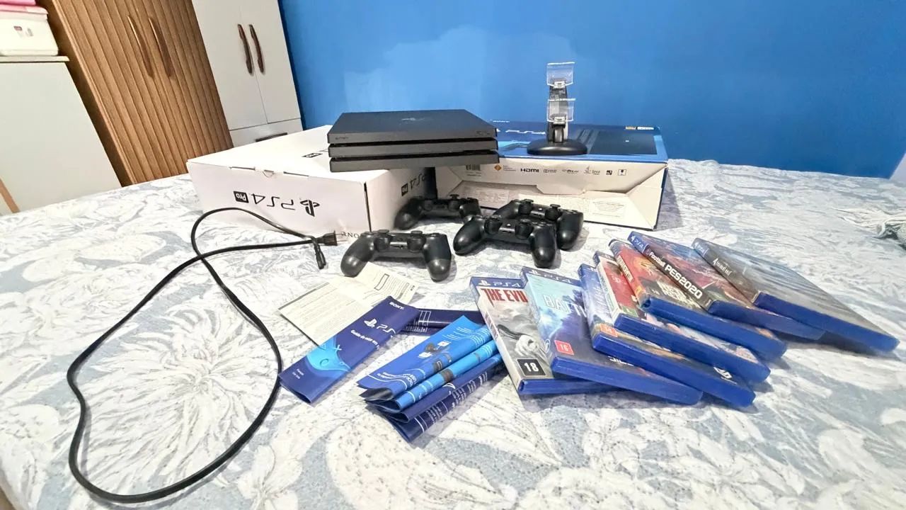 PS4 Pro 1TB + 4 Controles + 7 Jogos + Caixa Original - Foto 2