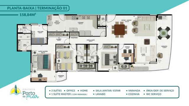 Apartamento de 3 suítes na Ponta do Farol 158,84 m2 e 141,60 - Foto 5