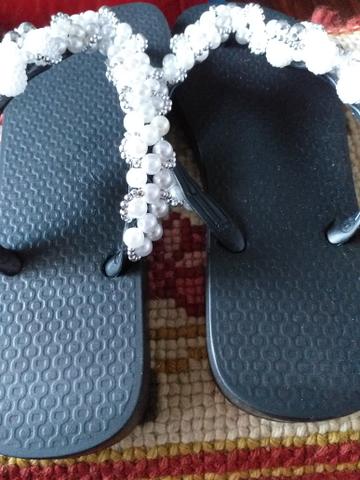Chinelos havaianas e Ipanema Bordados com pérolas craqueladas - Foto 3