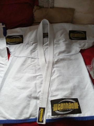 Kimono Jiu Jitsu Canhão Branco A2 Novo, Trançado Leve Para Treino e Competição! - Foto 3