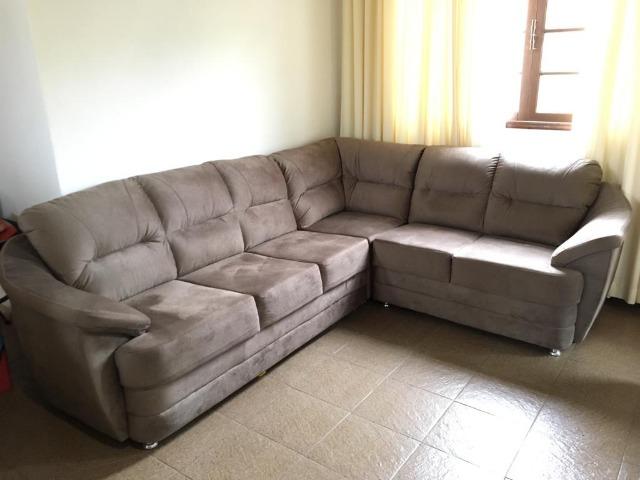 Sofá de canto tecido suede usado