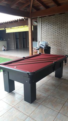 Mesa Charme de Sinuca e Bilhar | Mesa Preta | Tecido Bordô |DIRX9959