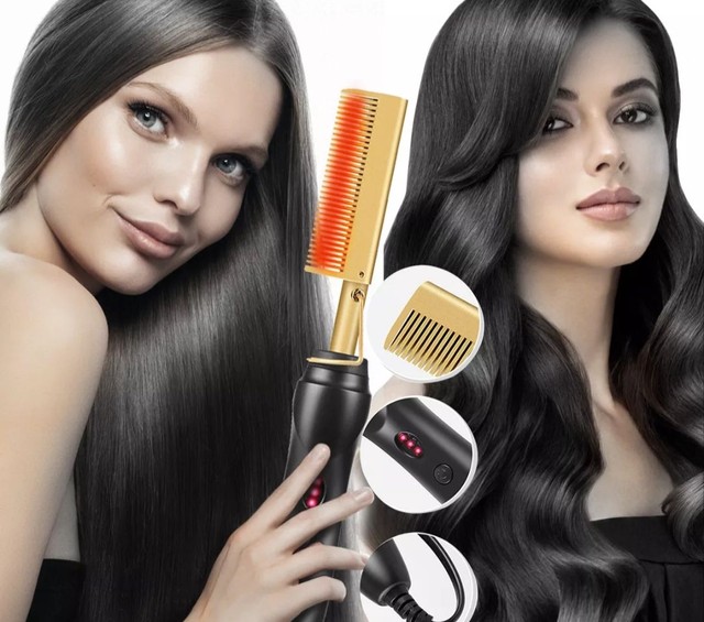 Prancha tipo pente para raiz do cabelo 