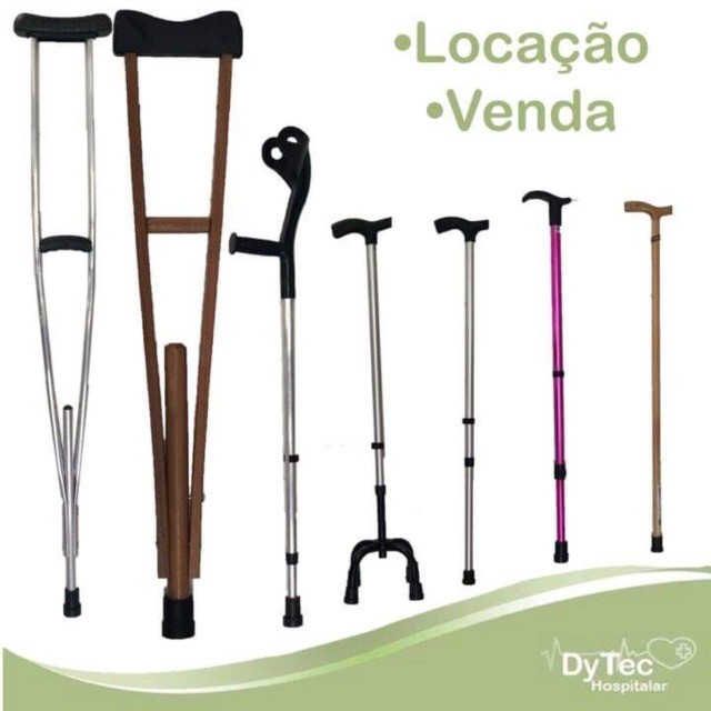 locação de muletas axilares e canadenses