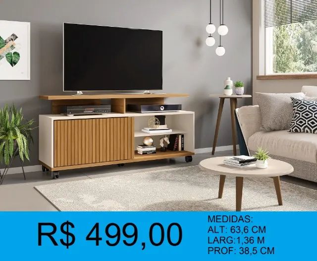 Rack com 1,35 com rodinhas - Entrega e montagem gratis  - Foto 2