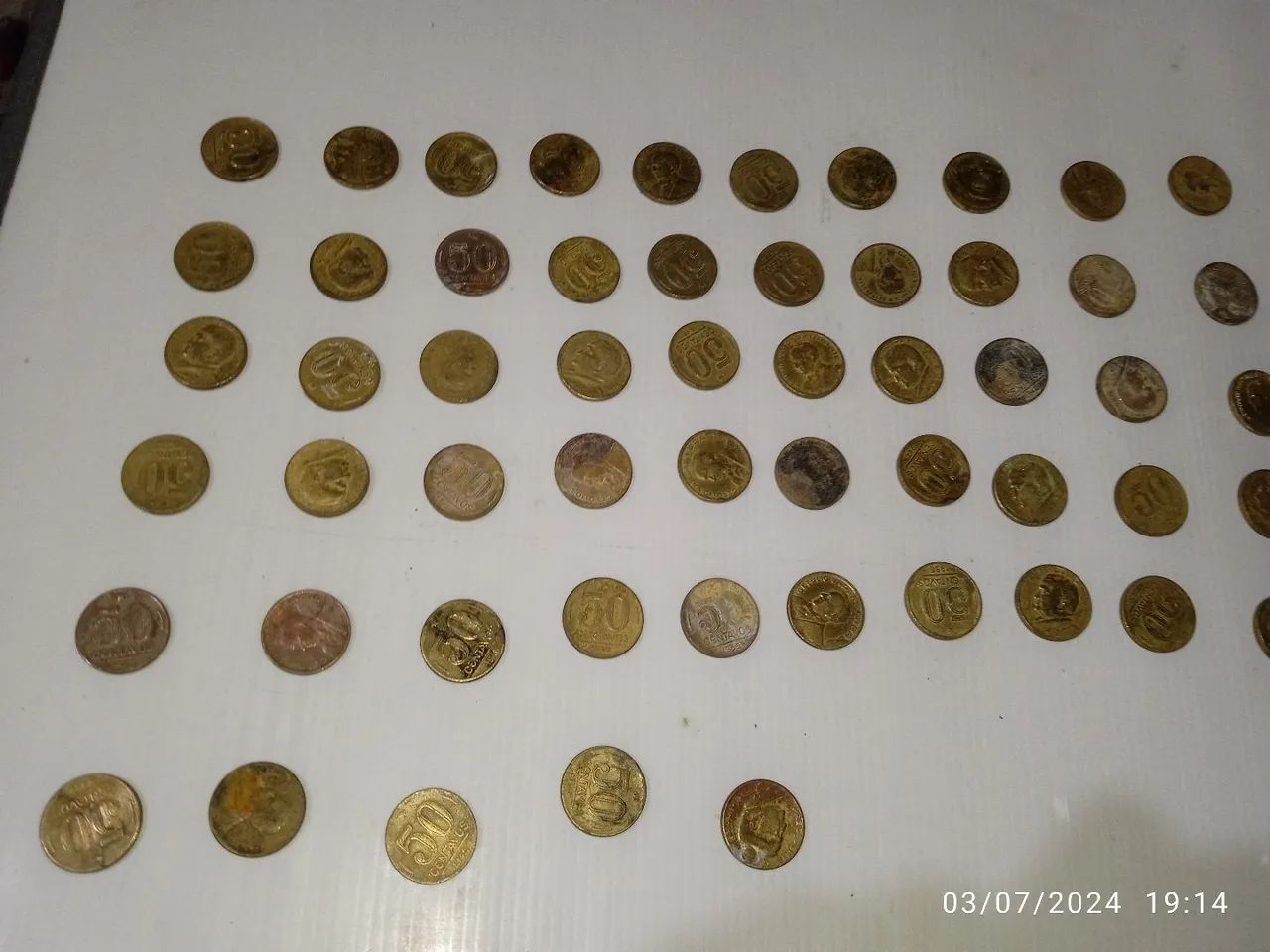 Moedas nacionais de 0,50 centavos décadas de 40 e 50 kit com 55 peças  - Foto 4