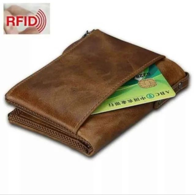 Carteira De Couro Bem Trabalhada com 3 zipers várias repartições Da Moda Muito Usada - Foto 2