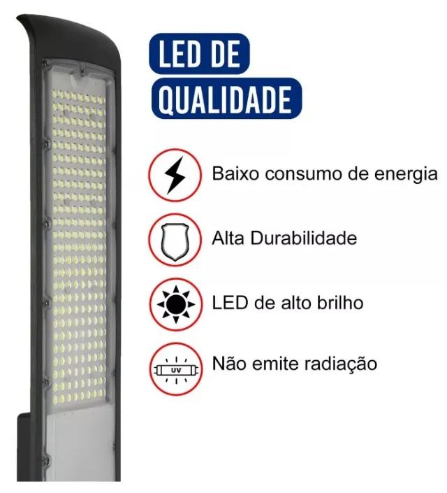 Luminária Led Para Poste 100w Iluminação Publica 6500k