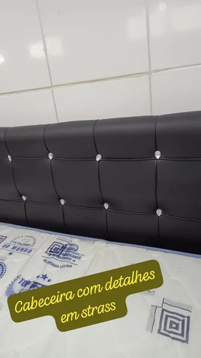 Cabeceira de Cama Box em Couro Preto - Foto 3