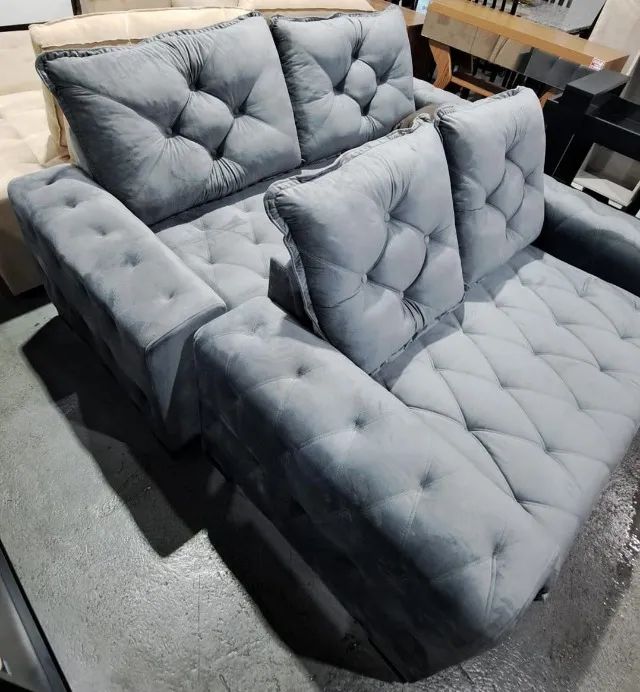 Conjunto Sofá 3x2 Lugares Botonado Tecido! Produto Novo Direto da Fábrica! - Foto 6