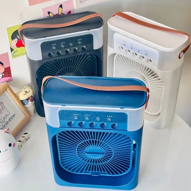 Mini Ar Condicionado Climatizador Umidificador Ventilador Agua E Gelo Com LED Portátil 600 - Foto 3