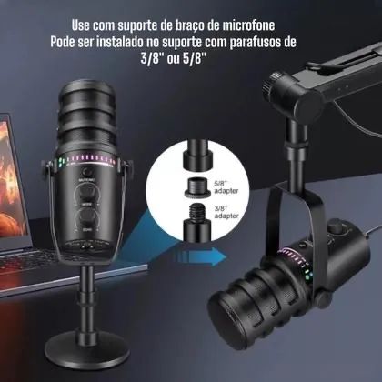 Microfone Condensador Gravação para Lives Tomate MTR-1080R - Foto 3