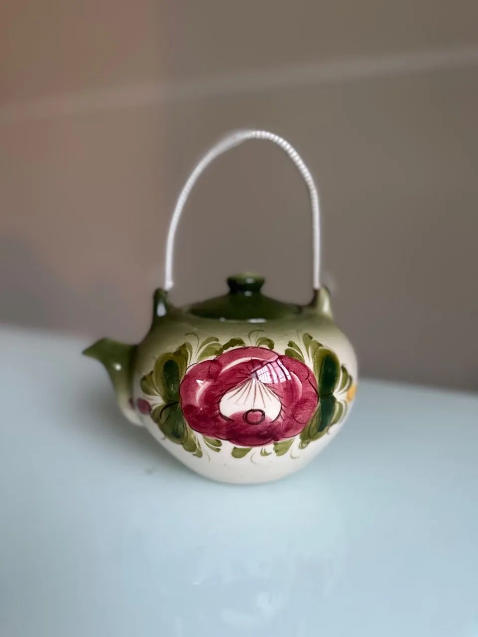 bule vintage cerâmica pintado a mão retrô artesanal 70/80