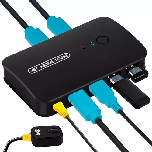 Chaveador Kvm Hdmi Usb 4k Para 2 Pcs Com Cabos E Controle - Foto 5