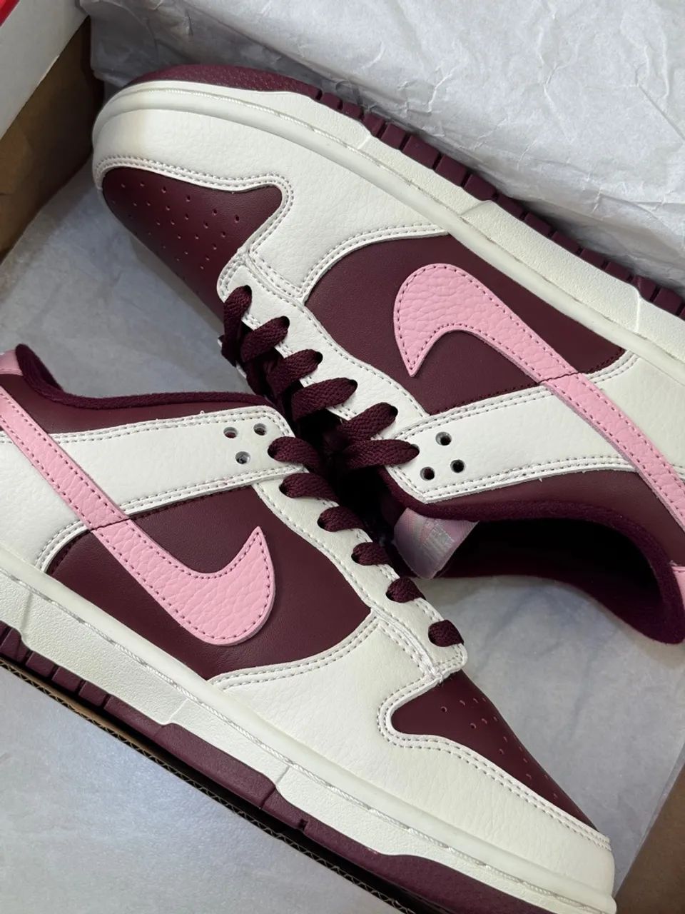 Nike Dunk Low Valentines Vinho e Rosa Novo Calçados Cará