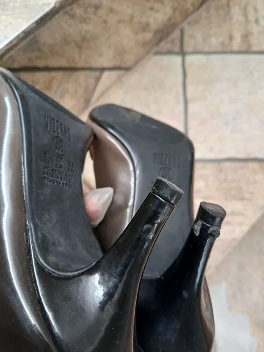 Sapatos de Salto Alto 7cm Marrom e preto dual collor), n 35 Vizzano - Foto 4