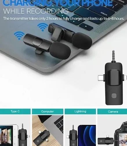 Microfone Lapela P2 IOS TipoC El-1836 K15 EletroMex