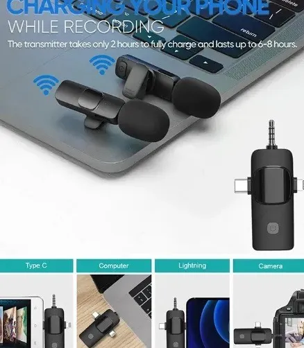 Microfone Lapela P2 IOS TipoC El-1836 K15 EletroMex