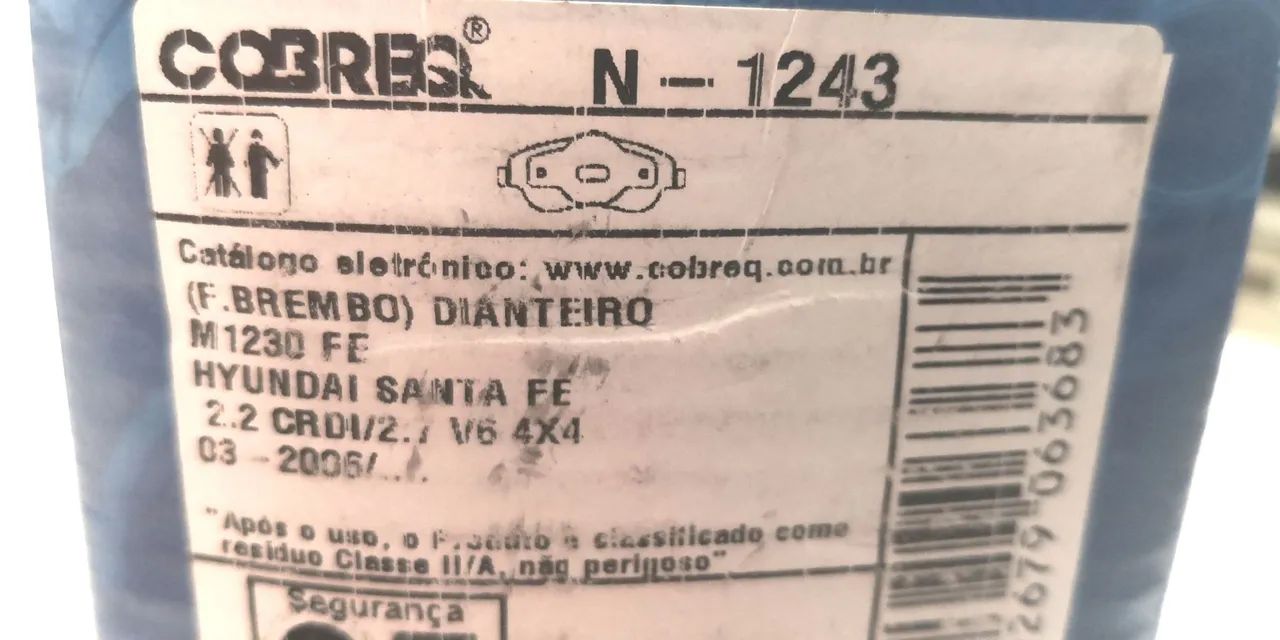 Pastilhas de freio dianteiro santa fé/mohave/sorento. Cobreq N1243 - Foto 4
