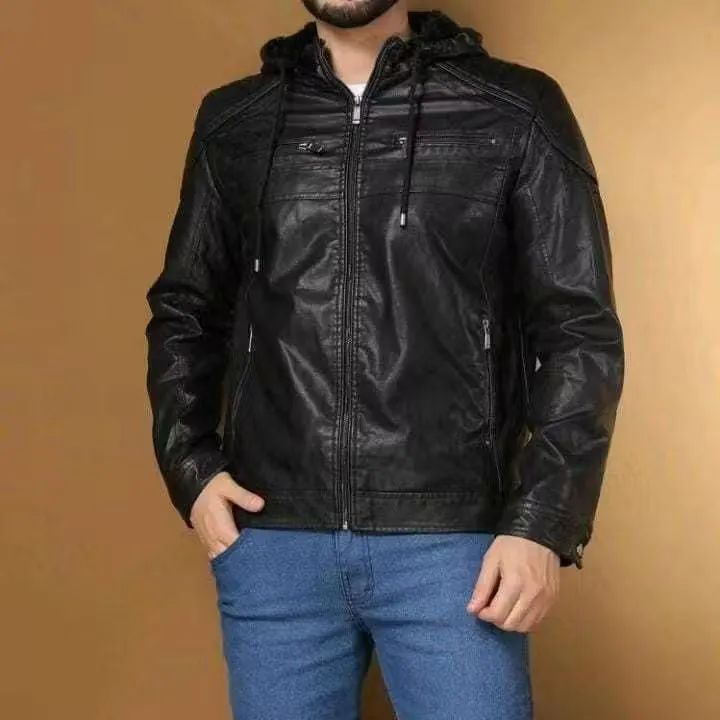 Jaqueta de Couro Masculina com Capuz - Foto 3