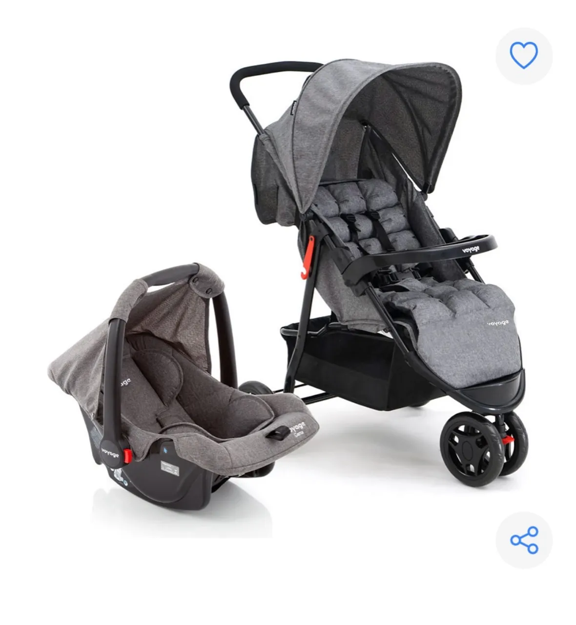 Carrinho de Bebê com Bebê Conforto Voyage