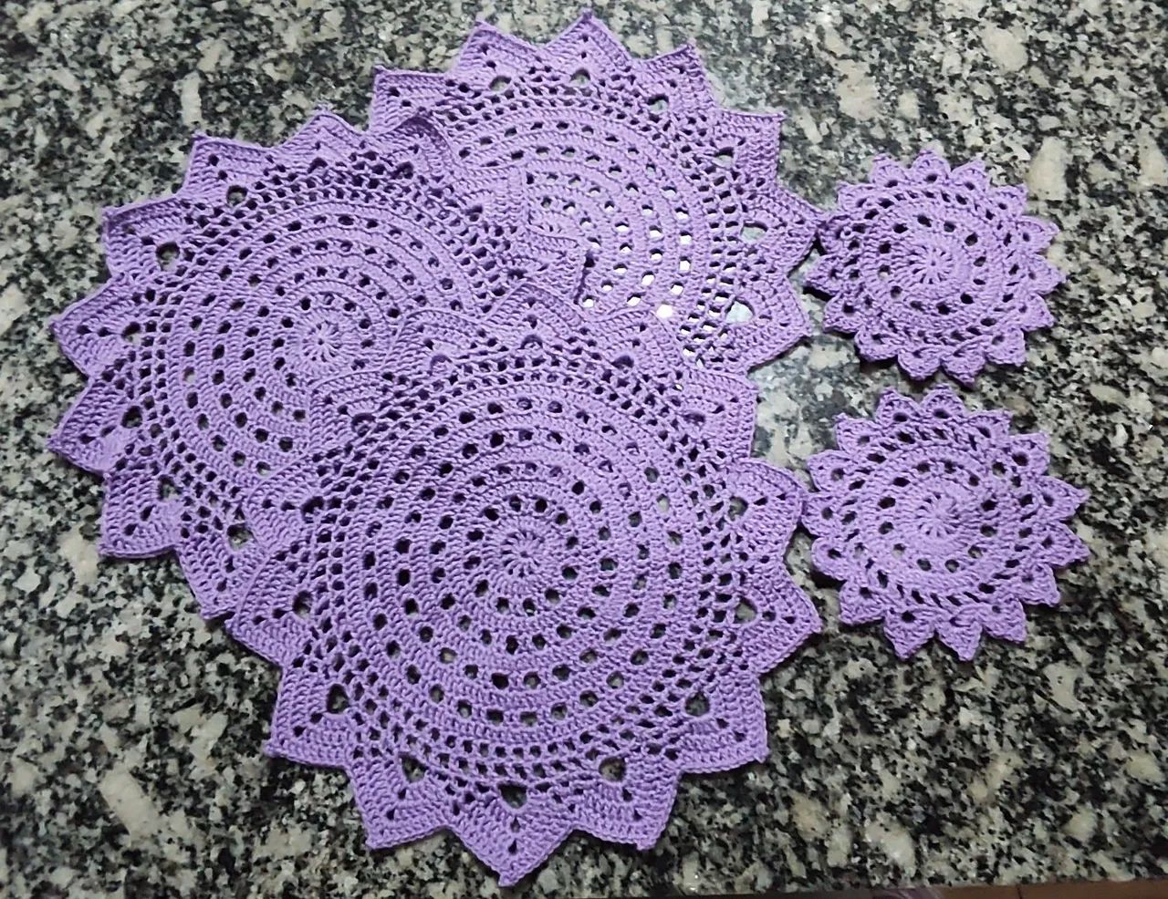 Kit Sousplat de Crochê Lilás 