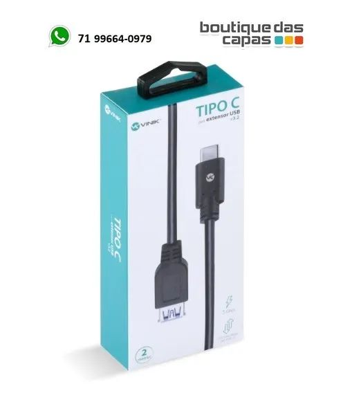 CABO USB FEMEA X TIPO C MACHO EXTENSOR V3.2 C32UAF-2 2M 2 METROS NOTEBOOK CELULAR - Foto 2