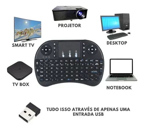 Mini Teclado Sem Fio Iluminado Usb