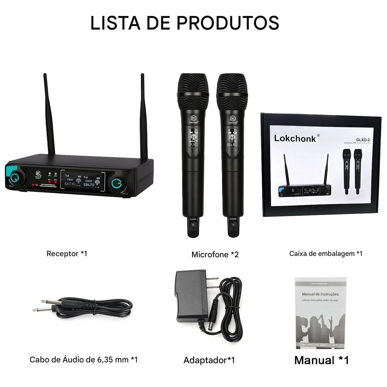 Sistema de Microfone Sem Fio UHF Duplo GLXD-2 Pro - Karaoke, Igrejas - Foto 6