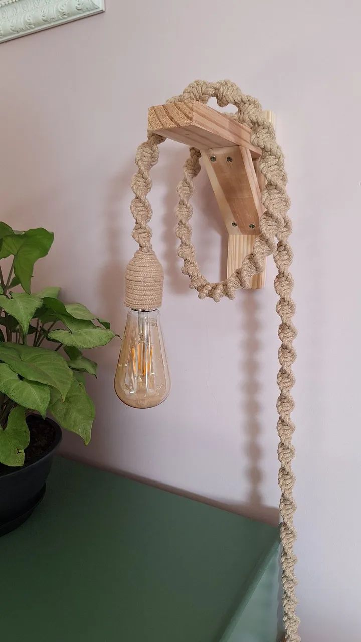 Luminaria fio de luz em macramê  - Foto 3