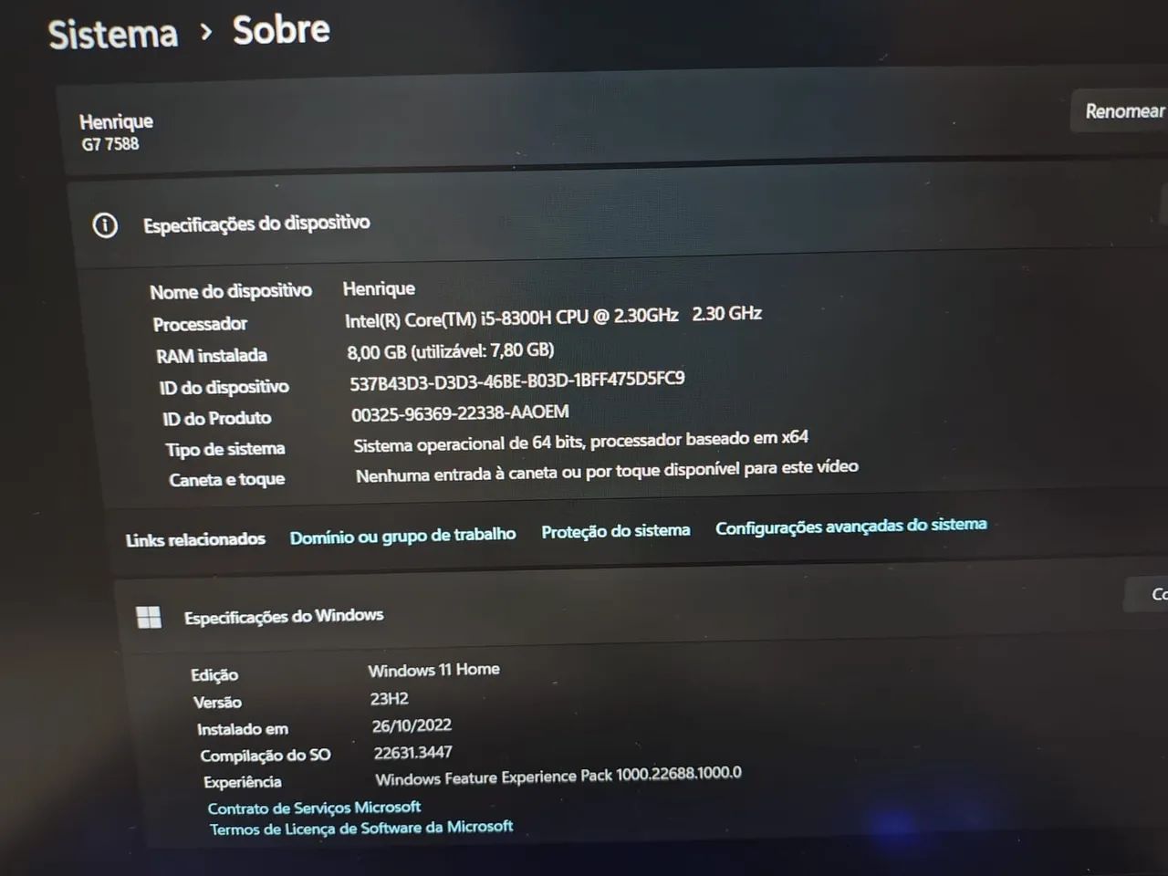 Notebook Dell G7 i5 8GB GTX1050 256GB SSD - Foto 4