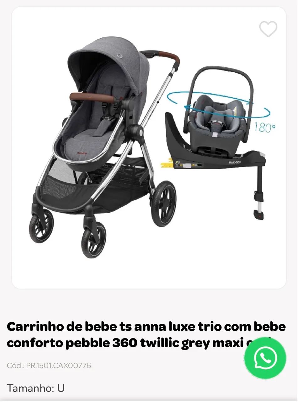 Carrinho de bebe ts anna luxe trio com bebe conforto pebble 360 twillic grey maxi cosi - Foto 6