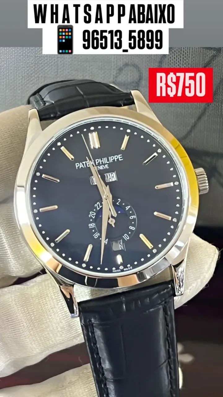 Relógio PATEK PHILIPPE FASES DA LUA PULSEIRA DE COURO  - Foto 2