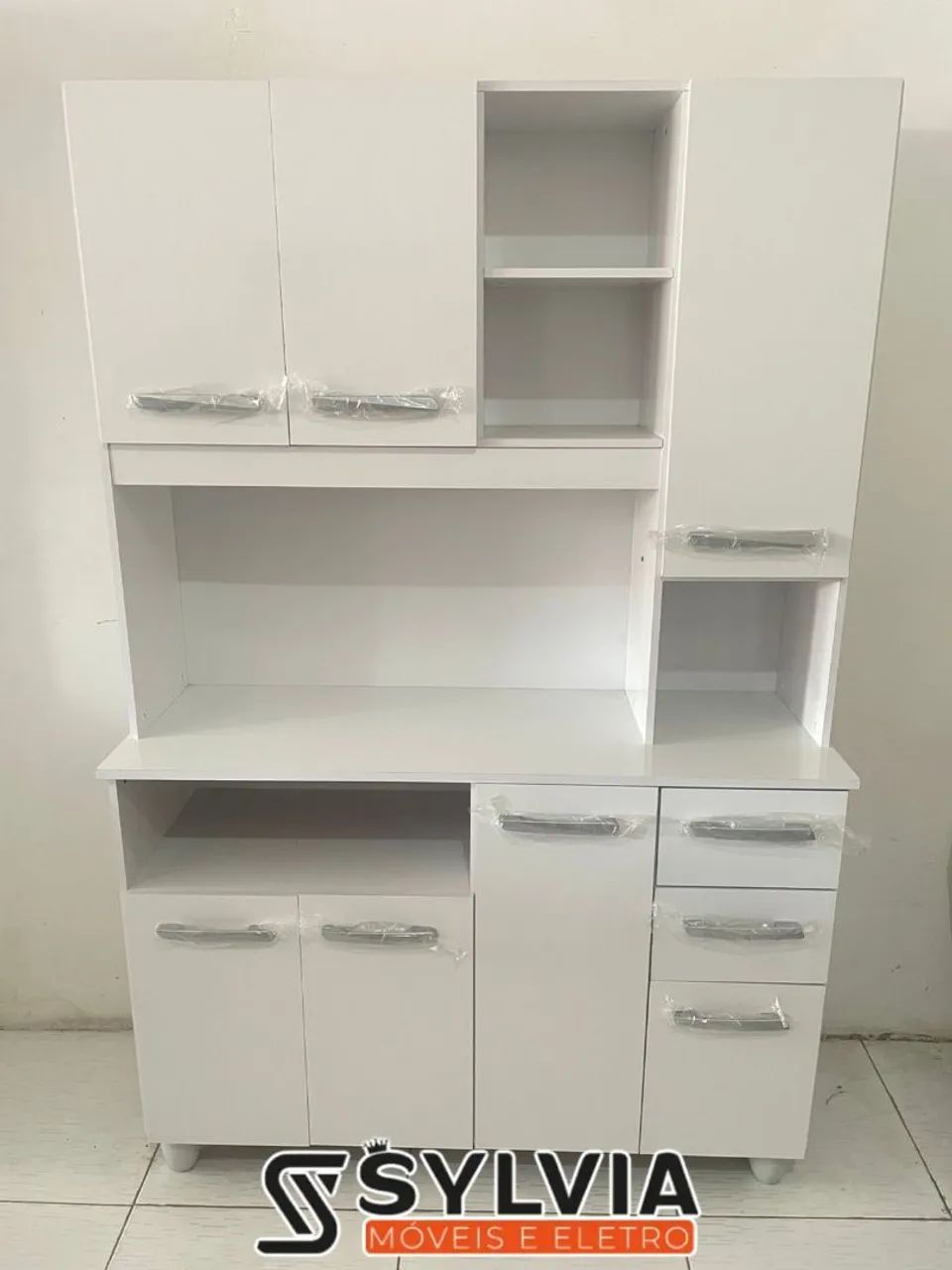 Armário de Cozinha Amadeirado e Branco - Sylvia Móveis - Foto 2