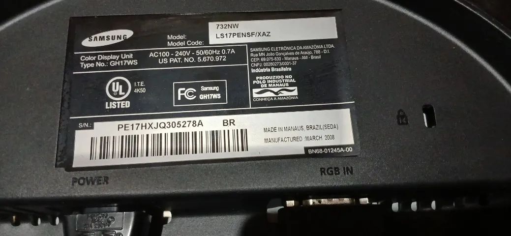 Monitor Samsung 17''  732nw Syncmaster - Foto 4