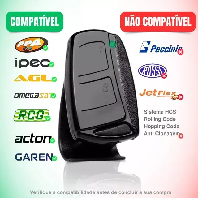 Controle remoto portão 433mhz rcg ppa ecp Ipec garen seg TX TOP PRETO - Foto 3