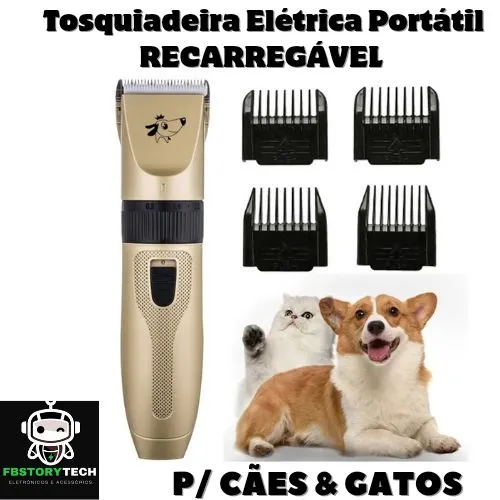 Máquina Profissional de Tosa Recarregável - Cães,Gatos...