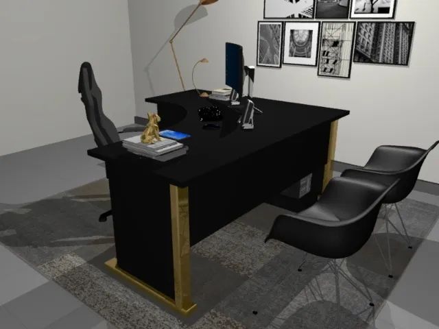 Mesa Executiva Delluxe Gold Alto Padrão. Em L : L200cm x P160cm x A74cm.