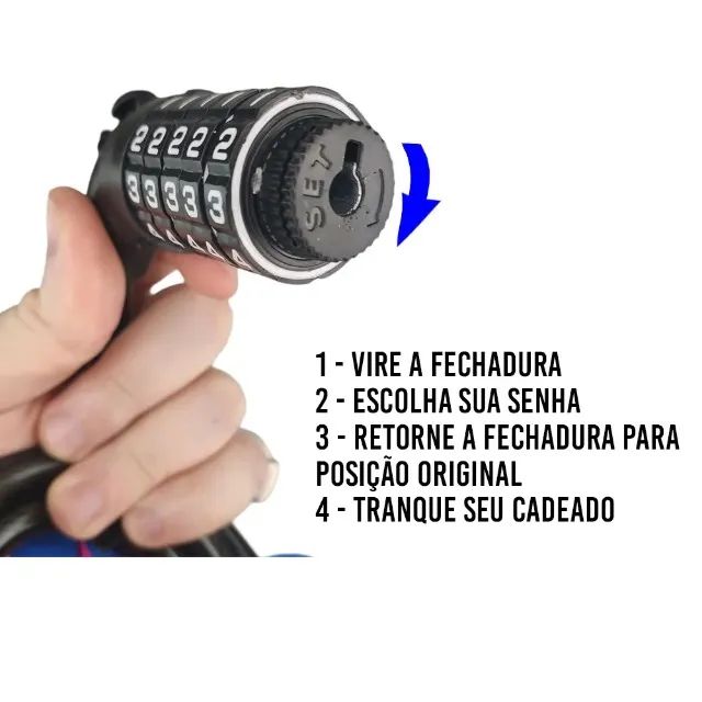 Trava Cadeado Anti Furto -Corrente Senha -Alta Segurança Loja Coimbra Computadores Entrega - Foto 2